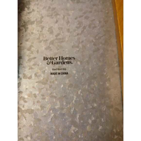 Better Homes & Garden Galvanized Steel Rectangular Serving Tray Wood Hand/legs - Picture 11 of 16